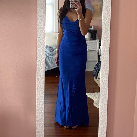 Small ROYAL BLUE Satin Mermaid PROM Dress